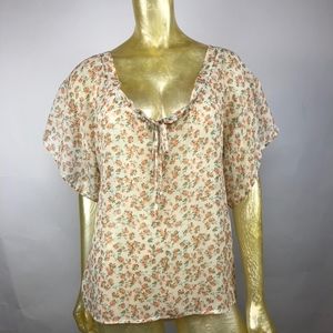Forever 21 Oversized Floral Sheer Blouse Sz Small